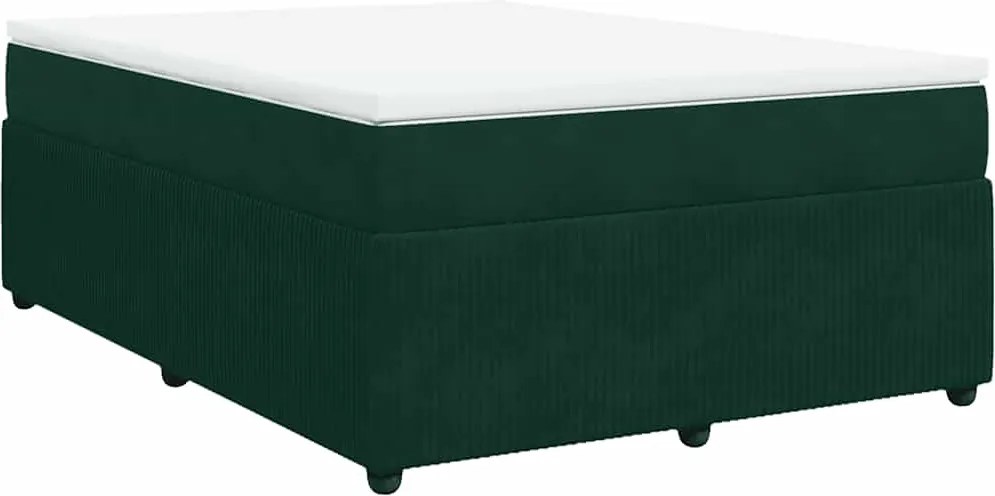 vidaXL Pat box spring cu saltea, verde închis, 160x200 cm, catifea