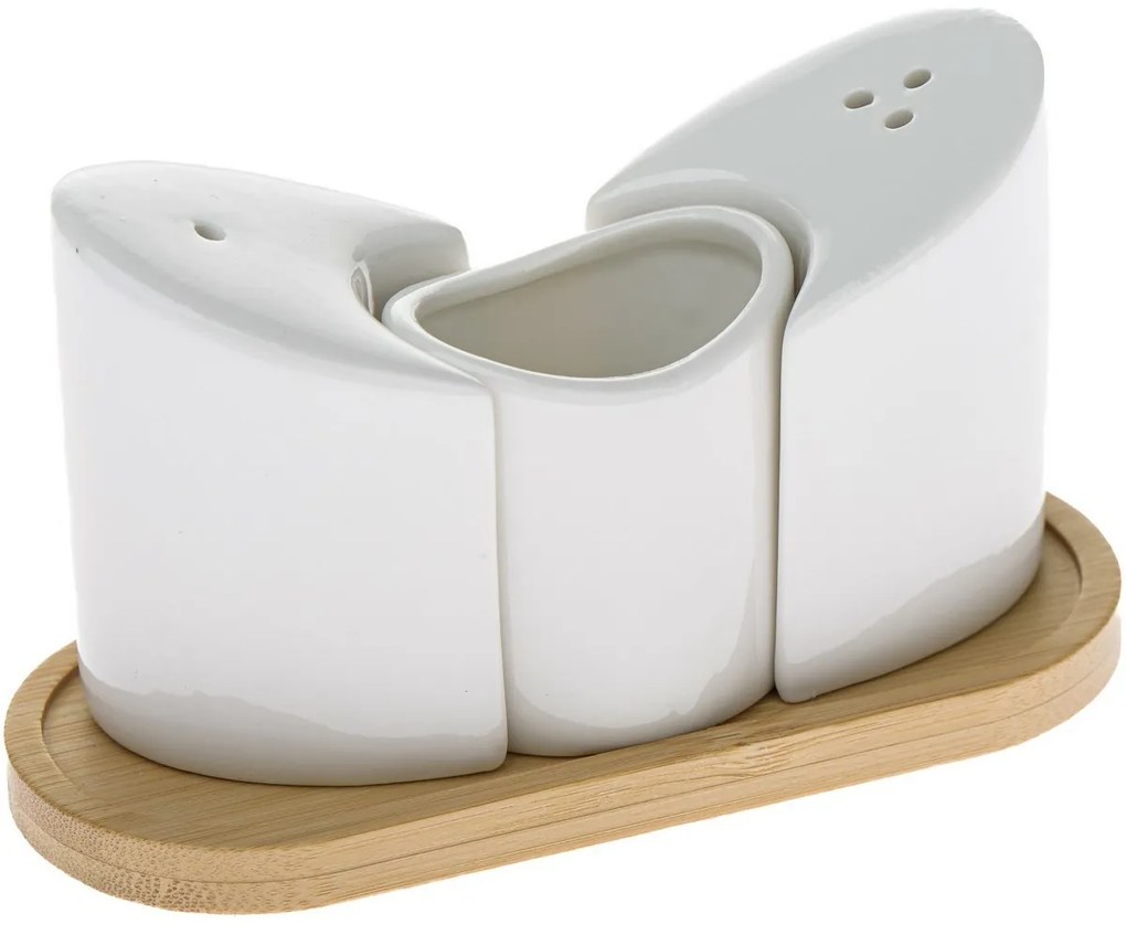 Solniță și pipernță din porțelan cu suport Aripi