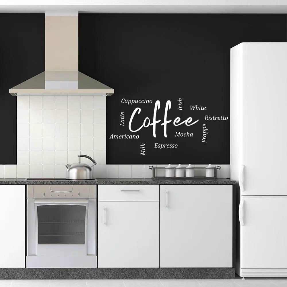 GLIX Coffee III. - autocolant de perete Alb 60x30 cm