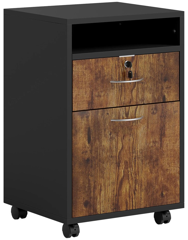 HOMCOM Dulap de Birou cu Raft Deschis, Sertar și Dulăpior, Maro | Aosom Romania