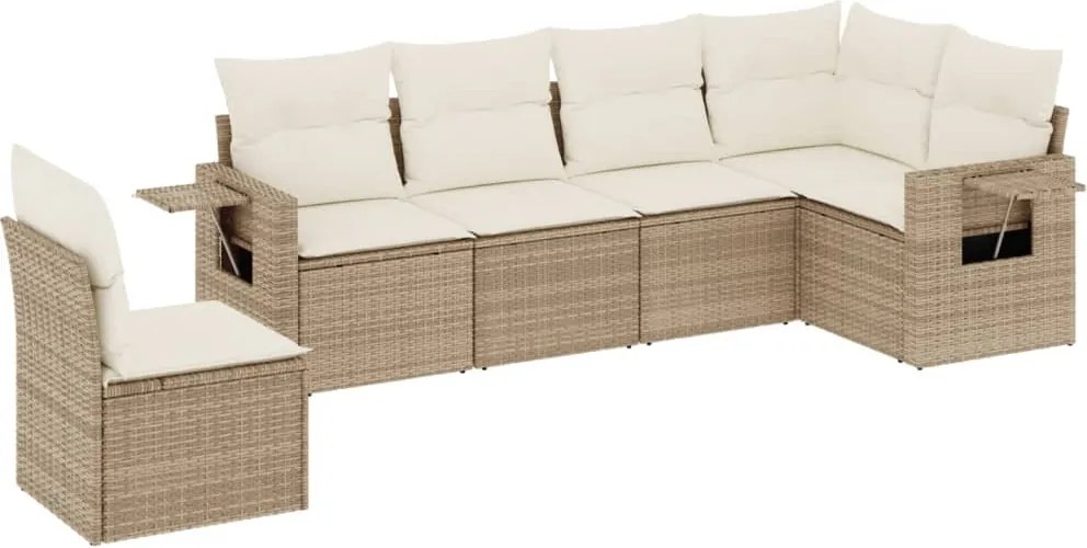 vidaXL Set canapele de grădină cu perne, 6 piese, bej, poliratan