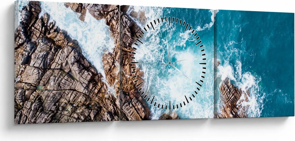 Tablou cu stânci și mare (cu ceas) (90x30 cm)
