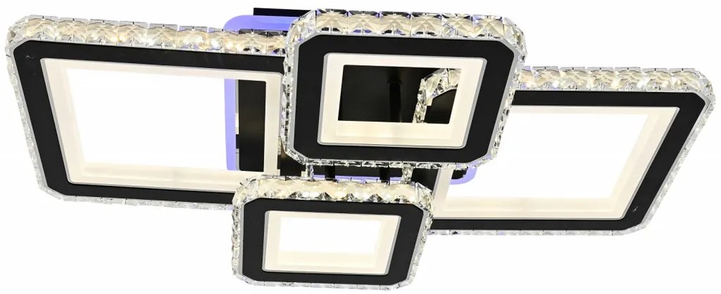 Lustra LED Cu Telecomanda, Elit's Cristal, 2-2 Patrate, Negru, 160 W, RGB
