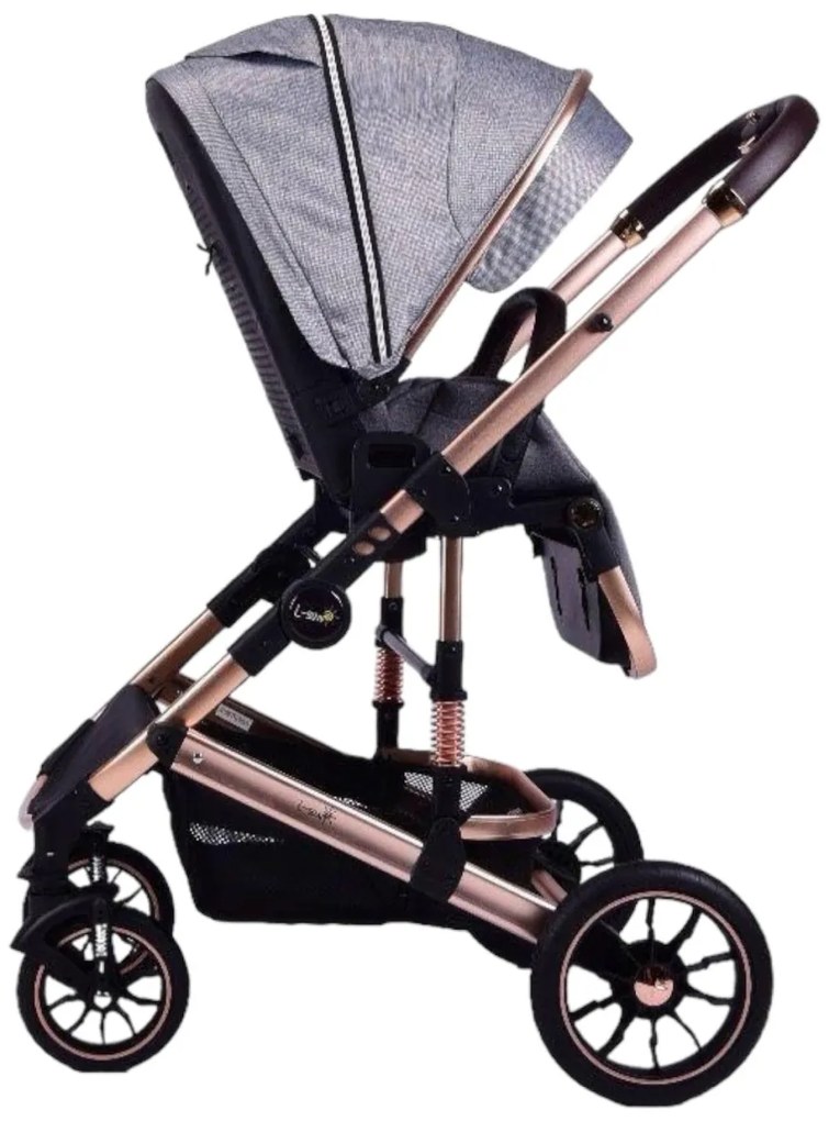 Carucior 3 in 1 reversibil si pliabil cu geanta inclusa si scoica auto, 0-36 luni, Gri - CPC-60-gri