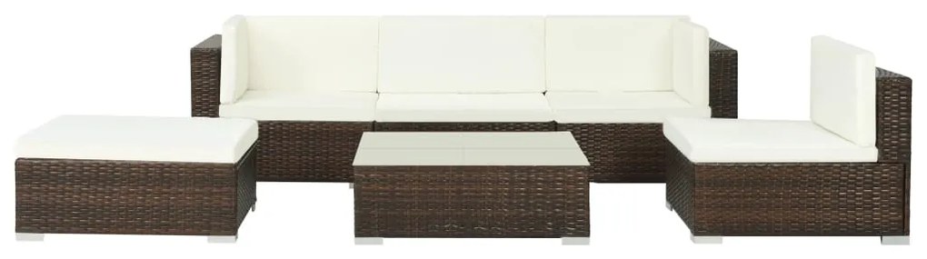 vidaXL Set mobilier de grădină cu perne, 6 piese, maro, poliratan
