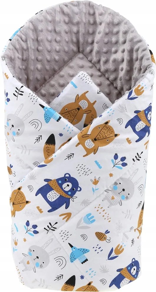 ShopJK FAȘĂ ÎNFĂȘAT COPII CU DOUĂ FEȚE - MINKY BOHO ANIMALS