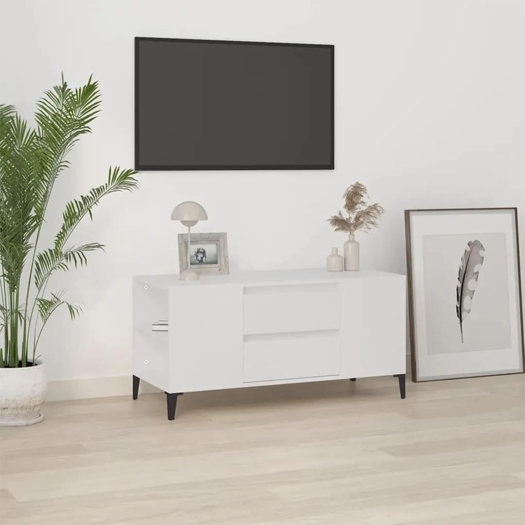 Comoda TV, alb, 102x44,5x50 cm, lemn prelucrat