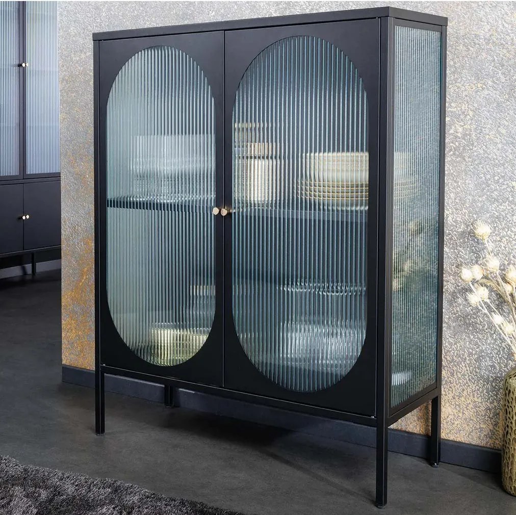 Vitrina moderna din metal si sticla Amsterdam 105cm