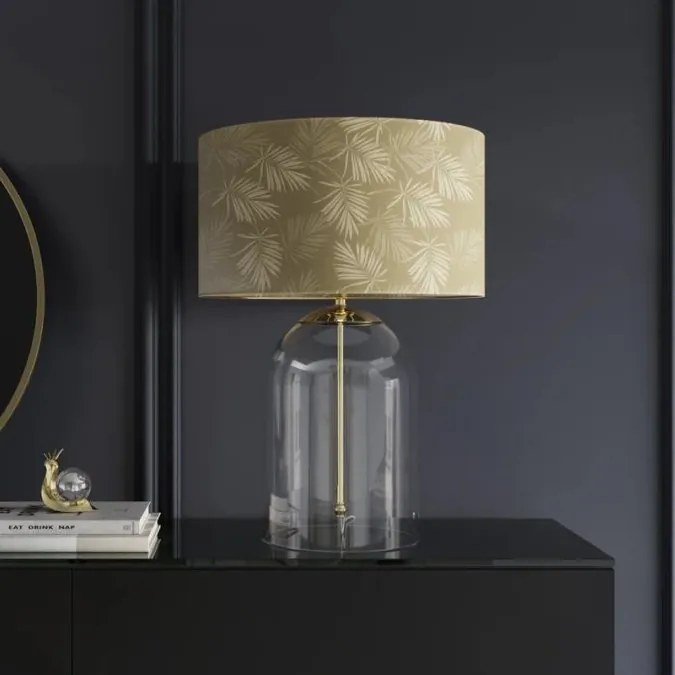 Veioza, Lampa de masa, Sticla, Abajur Auriu, CLASSICO 55cm