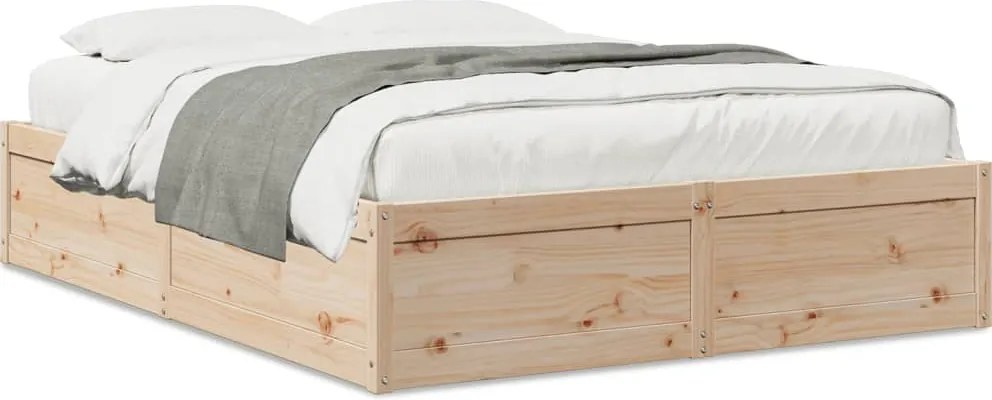 vidaXL Cadru de pat fără saltea, 140x190 cm, lemn masiv de pin