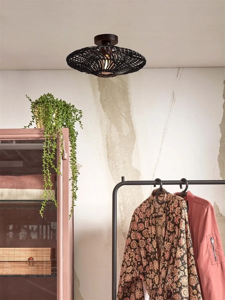 Plafoniera eco din ratan Zanzibar flat 40cm S, bl
