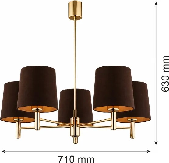 Brilagi - Lustră pe tijă MONTE 5xE27/60W/230V maro/auriu