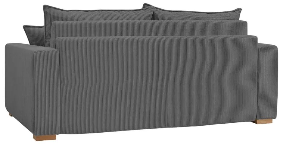 Canapea gri extensibilă cu tapițerie din catifea reiată 225 cm Augustin – Bobochic Paris