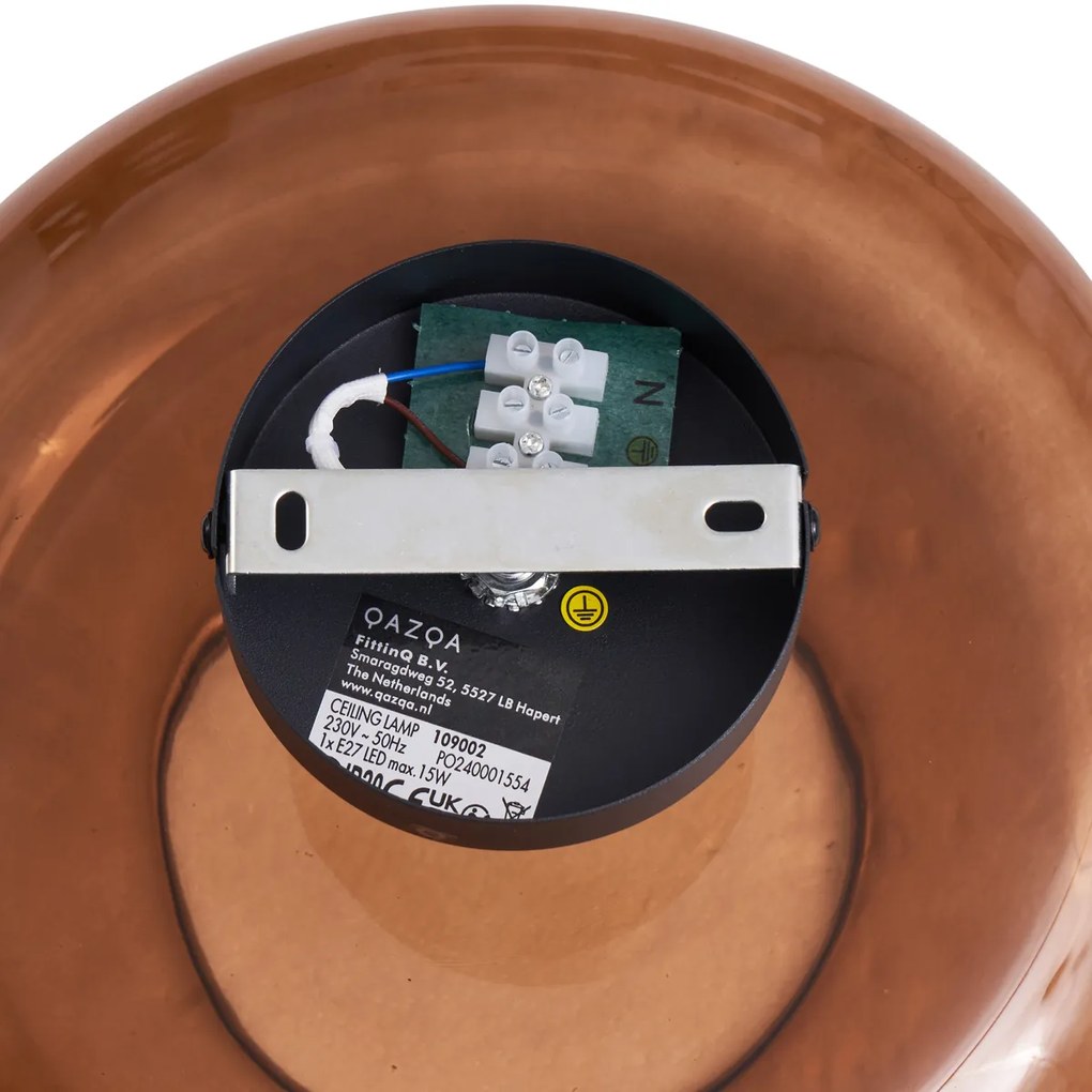 Plafonieră retro neagră cu sticlă bronz - Bizle