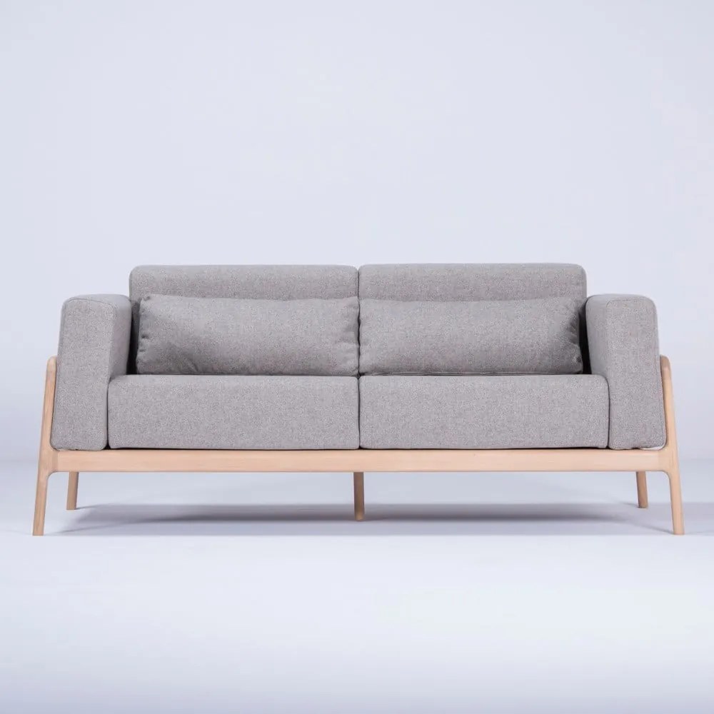 Canapea cu structură din lemn de stejar Gazzda Fawn, 180 cm, gri