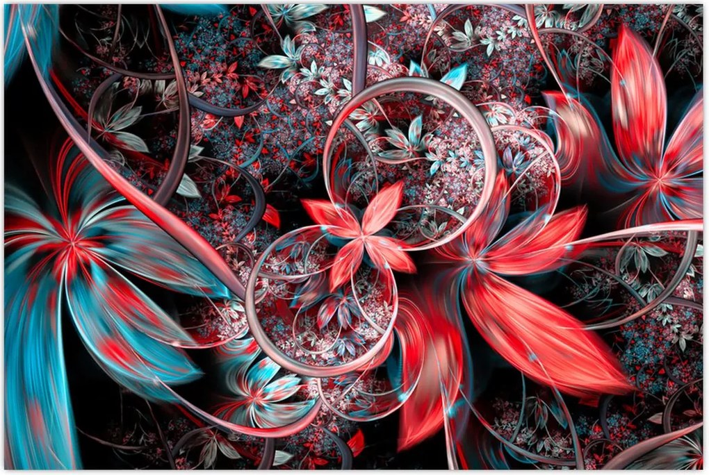 Tablou abstract cu flori exotice (90x60 cm)