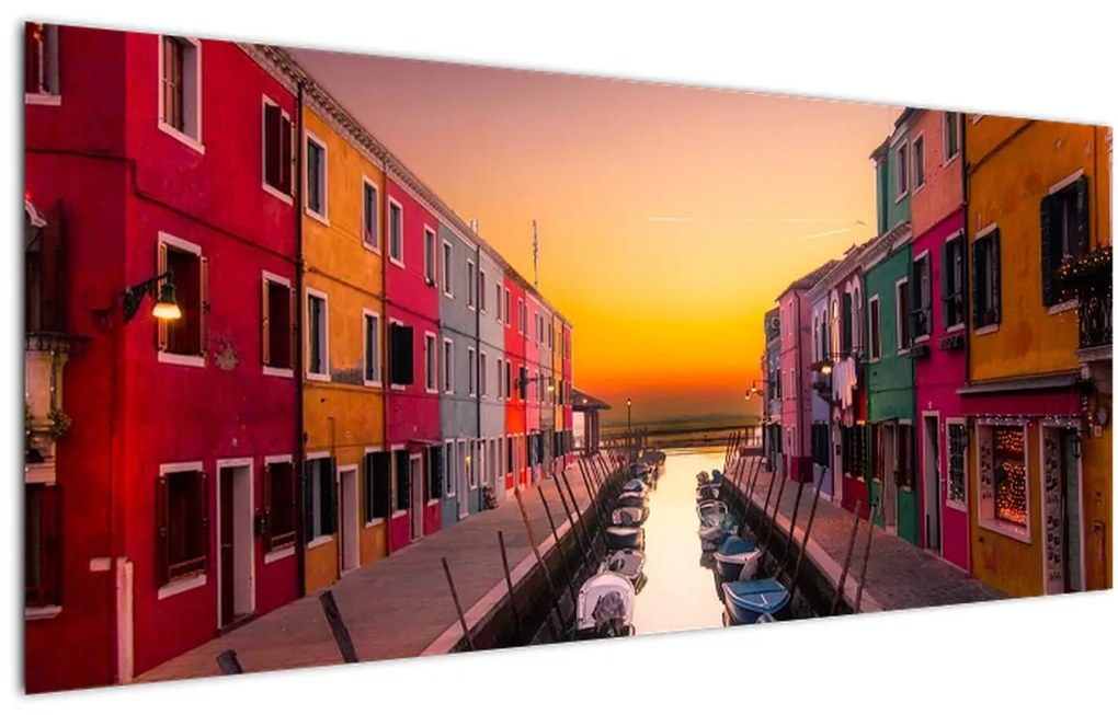 Tablou - Apus de soare, insula Burano, Veneția, Italia (120x50 cm)