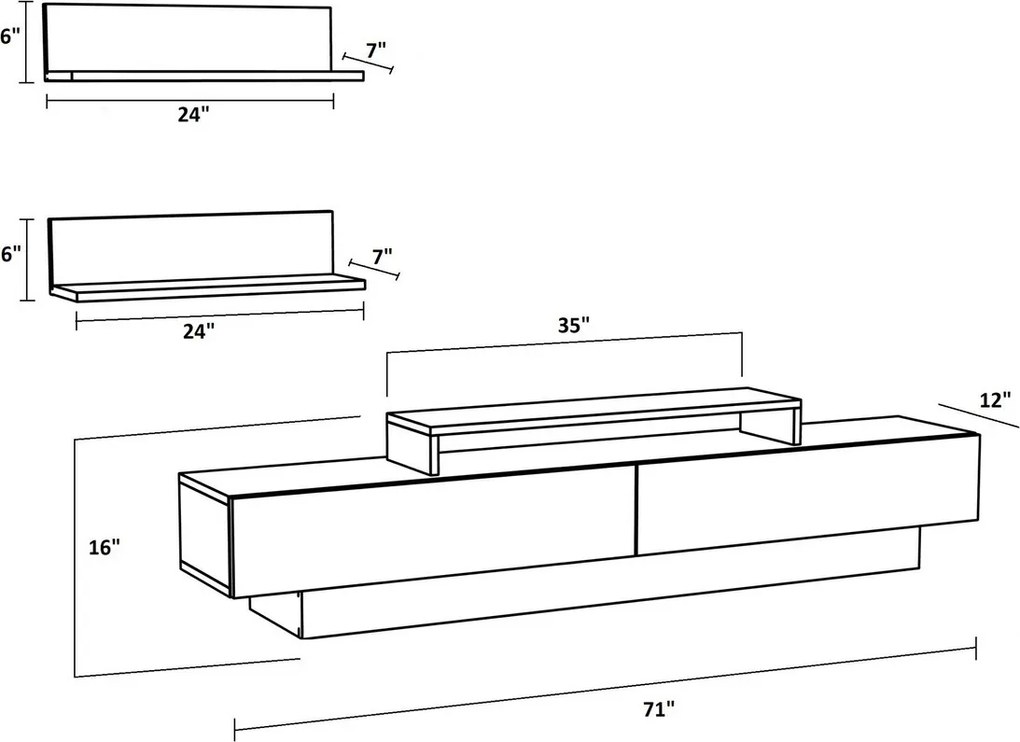 Comoda TV, Hanah Home, Lusi, 180x31x40 cm, Alb/Maro