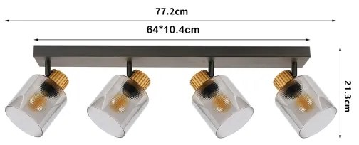 Brilagi - Plafonieră cu spoturi HYGGE 3xE14/15W/230V negru/fumuriu