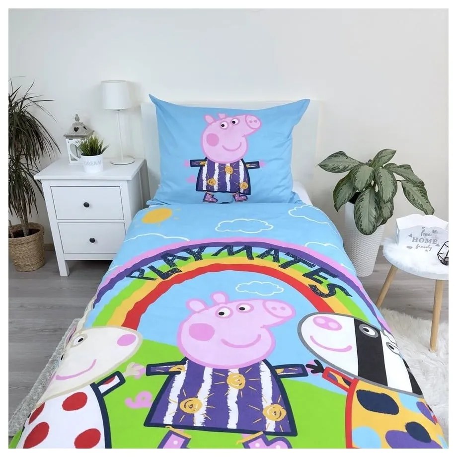 Lenjerie de pat fosforescentă pentru copii din bumbac pentru pat de o persoană 140x200 cm Peppa Pig – Jerry Fabrics