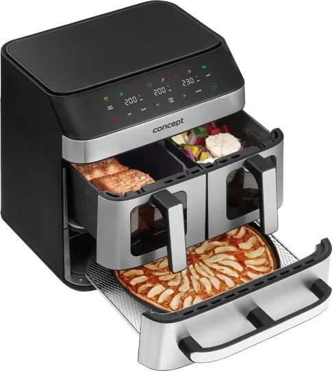 Concept FR9000 - Friteuză cu aer cald PIZZA TRIO 18,5 l 2700W/230V inox/negru