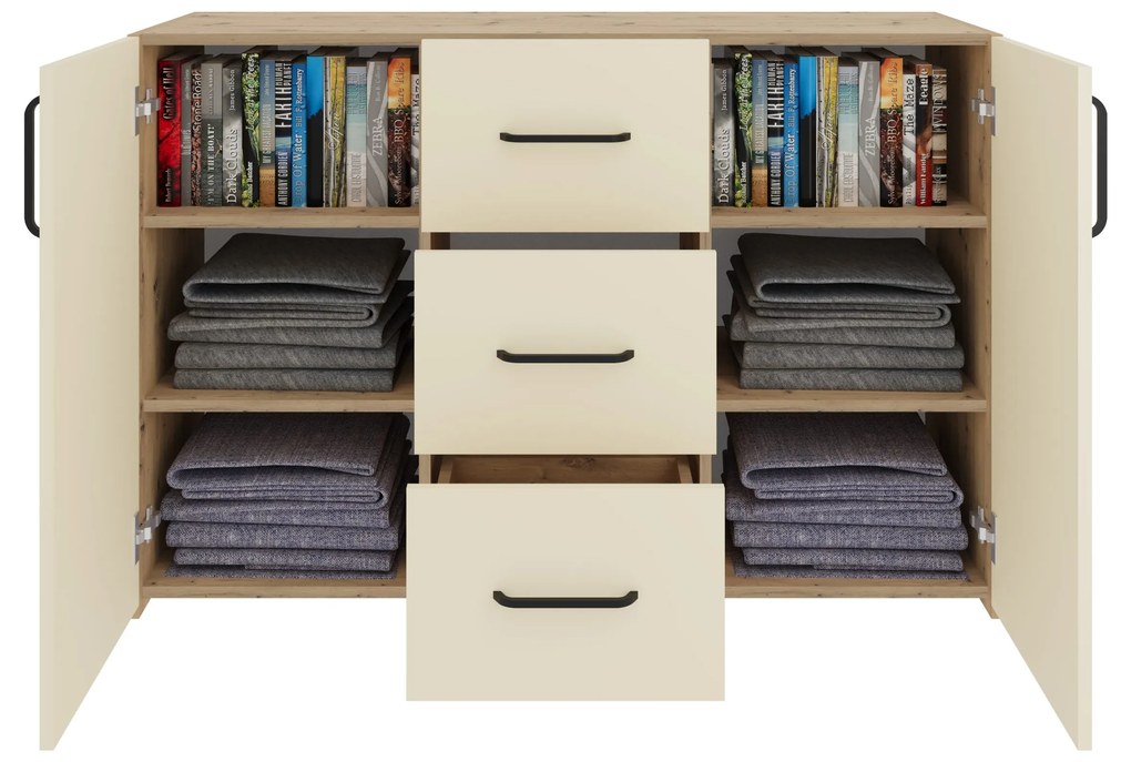 Set dormitor Malmo V9, Pat 200 x 140 cm, Stejar Artisan/Argila