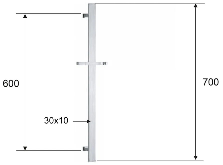 Tijă de duș negru-mat de montat pe perete din alamă 70 cm cu suport glisant – Sapho