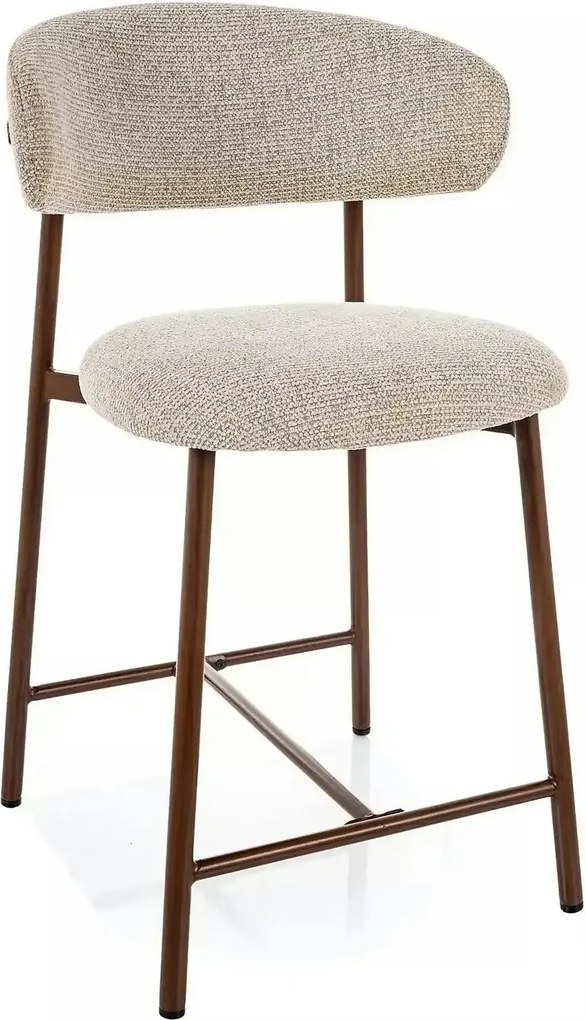 Scaun bar ELTON H-2, bej/nuc, stofă/metal, 43x45x91 cm