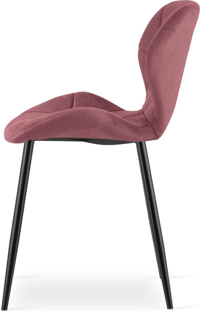 Scaun de masa MANGO VELVET cu picioare negre, roz inchis