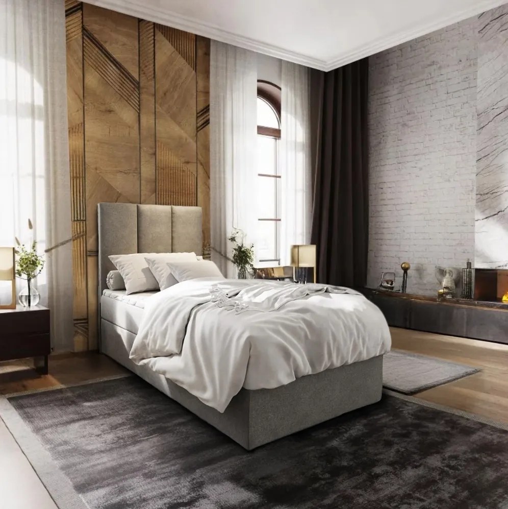 Ofertă pat tapițat boxspring MERALIS 80x200 cm gri clasa II Saltele: Saltea cu arcuri Bonell