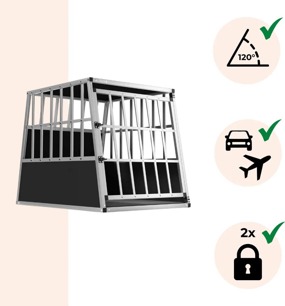 Cușcă de transport pentru câini BRUNO, 66x90x72cm, argintiu/negru Jurhan