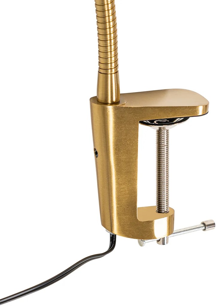 Lampă de birou cu clește alamă incluzând LED cu dimmer tactil - Lionard