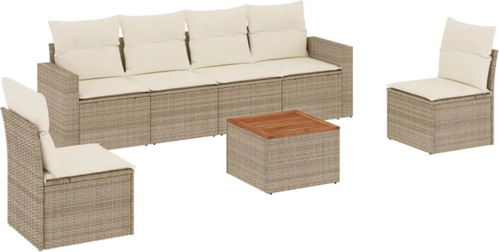 vidaXL Set canapele de grădină, 7 piese, cu perne, bej, poliratan