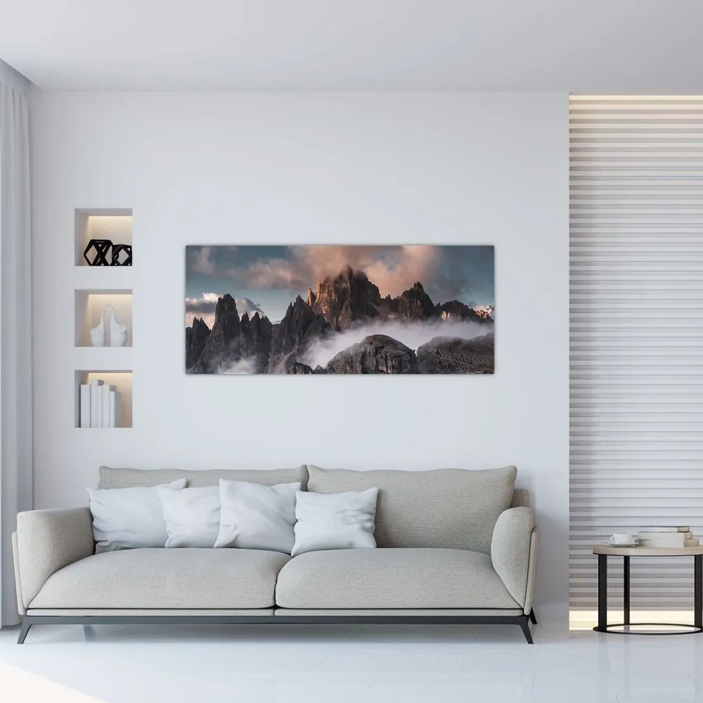 Tablou - Dolomiți Italieni ascunși în ceață (120x50 cm)