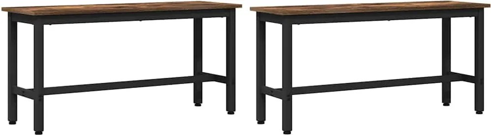 vidaXL Bancă de Dining 2 pcs Stejar fumuriu 100 x 32,5 x 48,5 cm