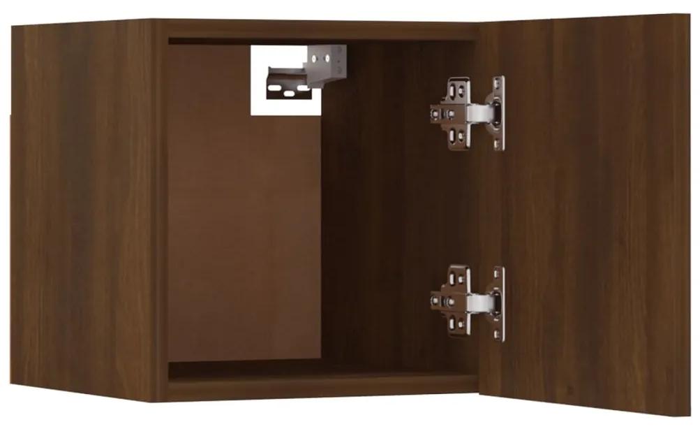 Set dulapuri TV de perete, stejar maro, lemn prelucrat 1, Stejar brun, 100 x 30 x 30 cm