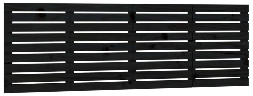 824752 vidaXL Tăblie de pat pentru perete, negru, 166x3x63 cm, lemn masiv pin