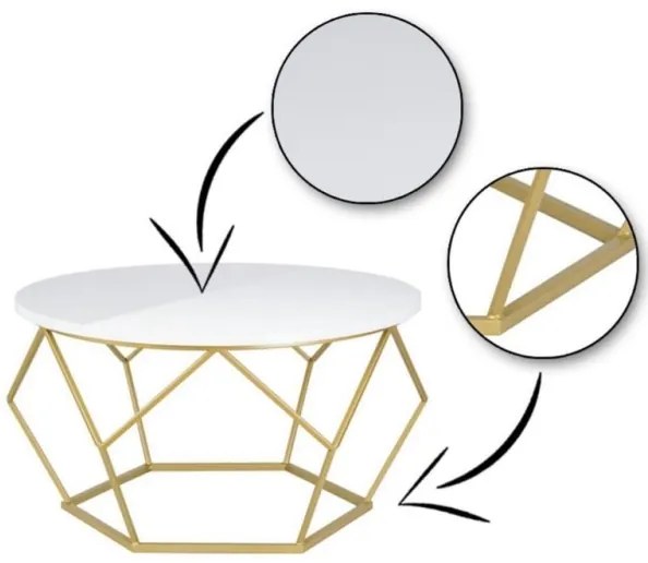 Măsuță de cafea DIAMOND 40x70 cm auriu/alb