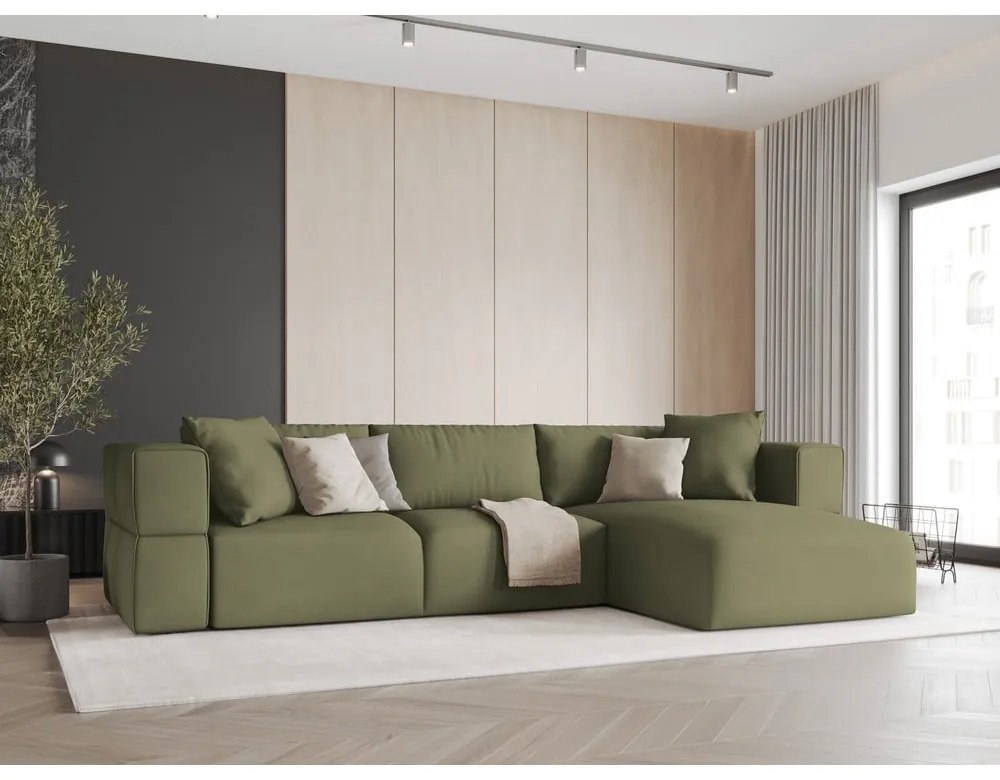 Colțar verde deschis (cu colț pe partea dreaptă) Esther – Milo Casa