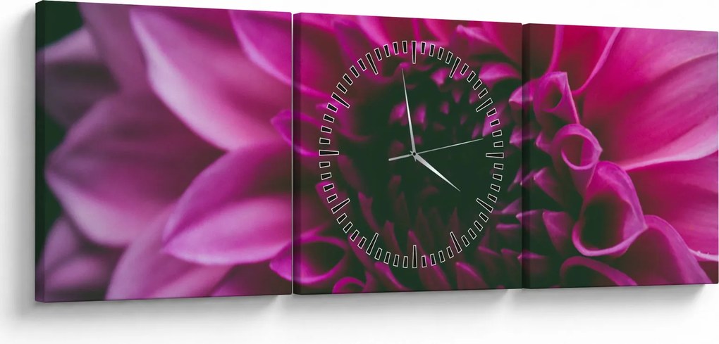 Tablou cu floarea roz (cu ceas) (90x30 cm)