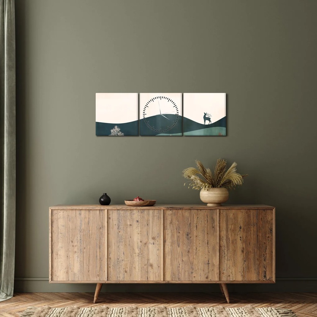Tablou - Peisaj ilustrat (cu ceas) (90x30 cm)