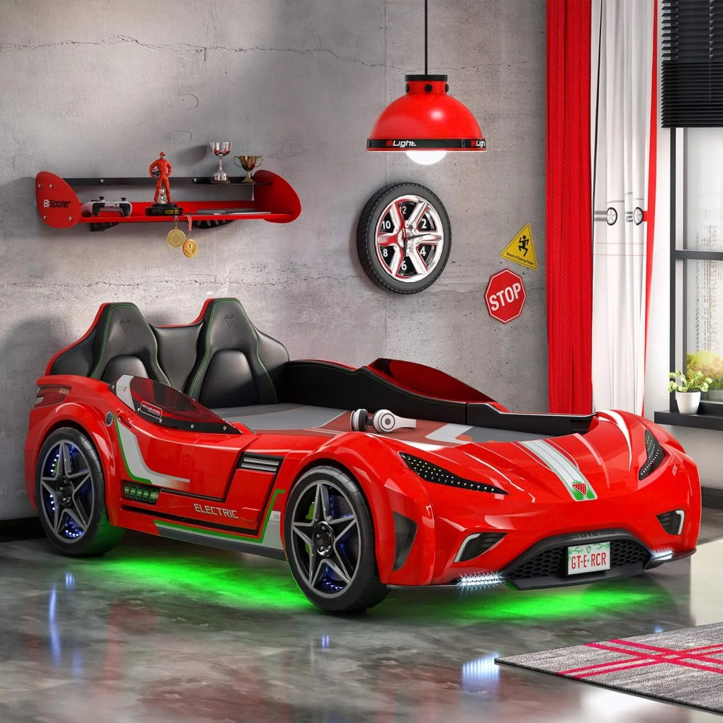 Pat masina GTE-rosu, colectia Champion Racer 100x190 cm