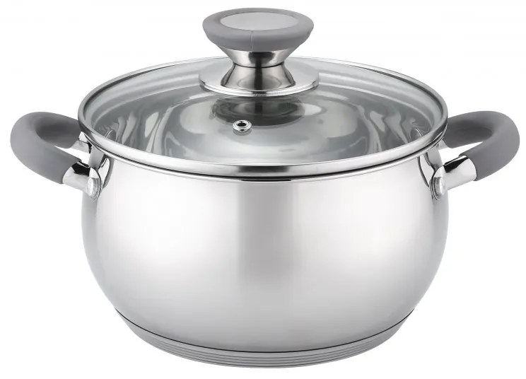 Oala Oliver Voltz OV51210N28, 28 cm, 10.45 L, Inductie, Manere silicon, Inox/Gri