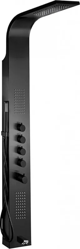 Mexen Timor panou de duș cu gură de scurgere, negru - 7621-04-70