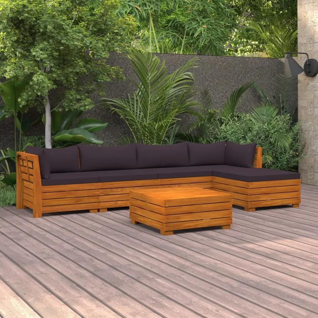 3087326 vidaXL Set mobilier grădină cu perne, 6 piese, lemn masiv acacia