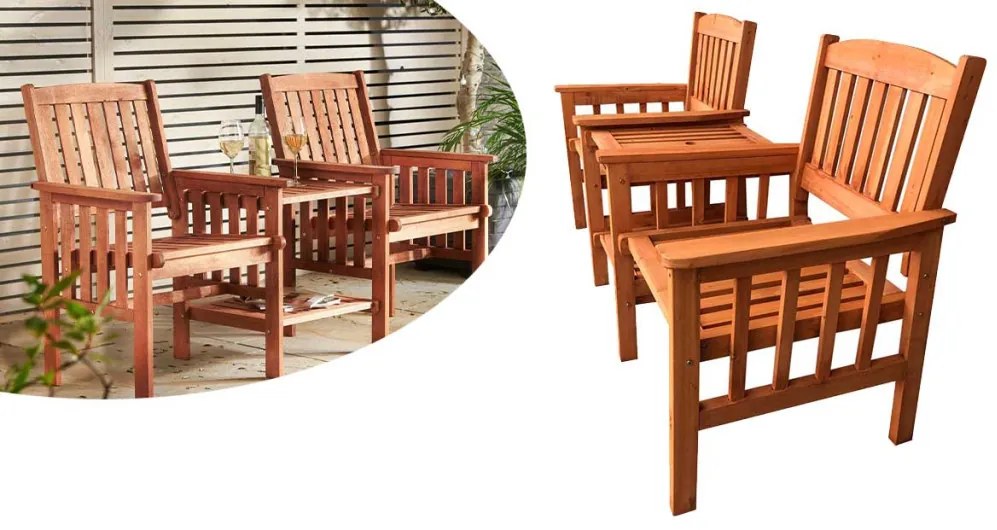 Garnitura gradina din lemn pentru 2 persoane