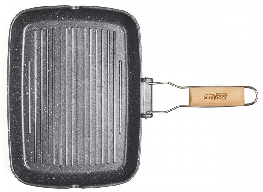 Tigaie grilll cu maner detasabil, Cooking by Heinner, 35 x 25 x 4.5 cm, aluminiu turnat cu invelis non-stick