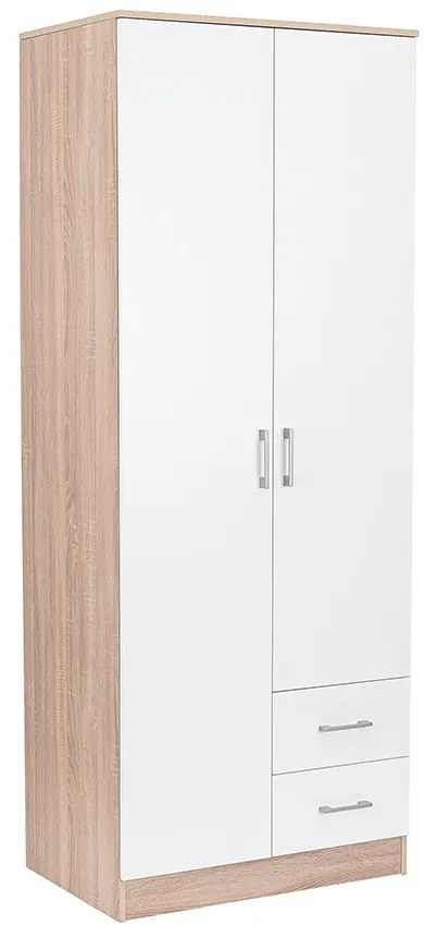 Dulap Miami 80x205 cm alb-stejar sonoma