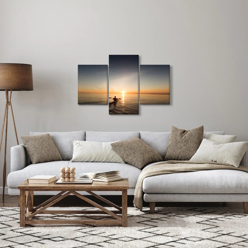 Tablou cu canoiști în apus de soare (90x60 cm)