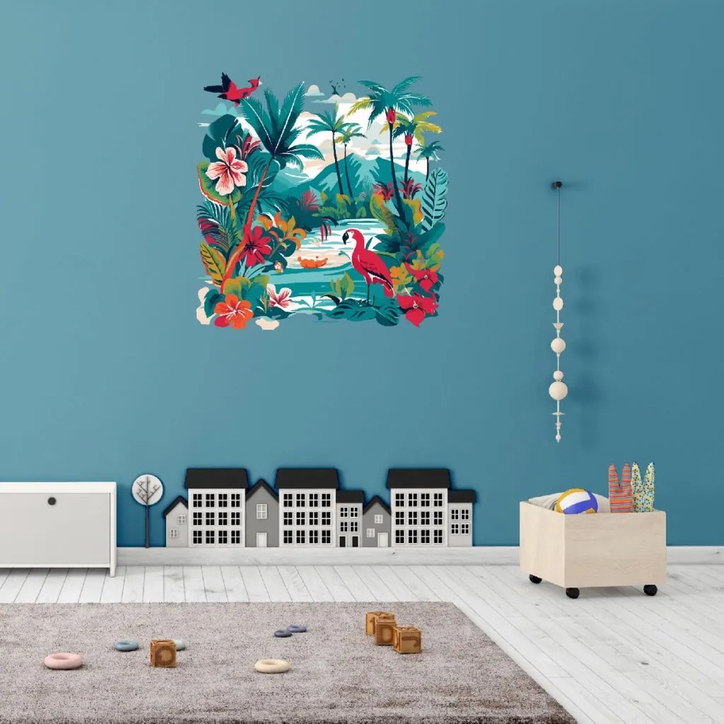 PIPPER. Autocolant circular de perete „O junglă colorată” mărimea: 60cm